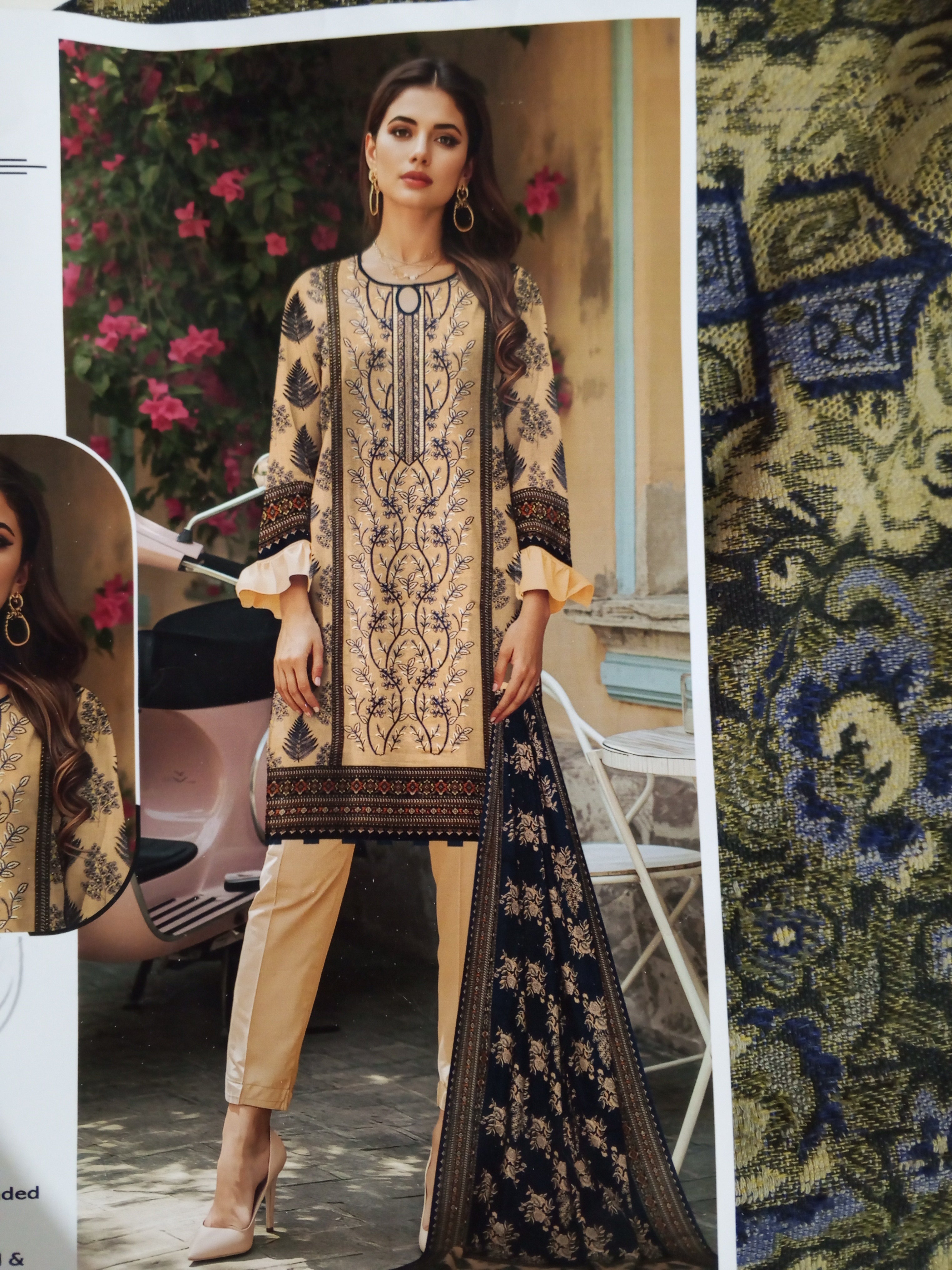 Brown Embroidered 3pc