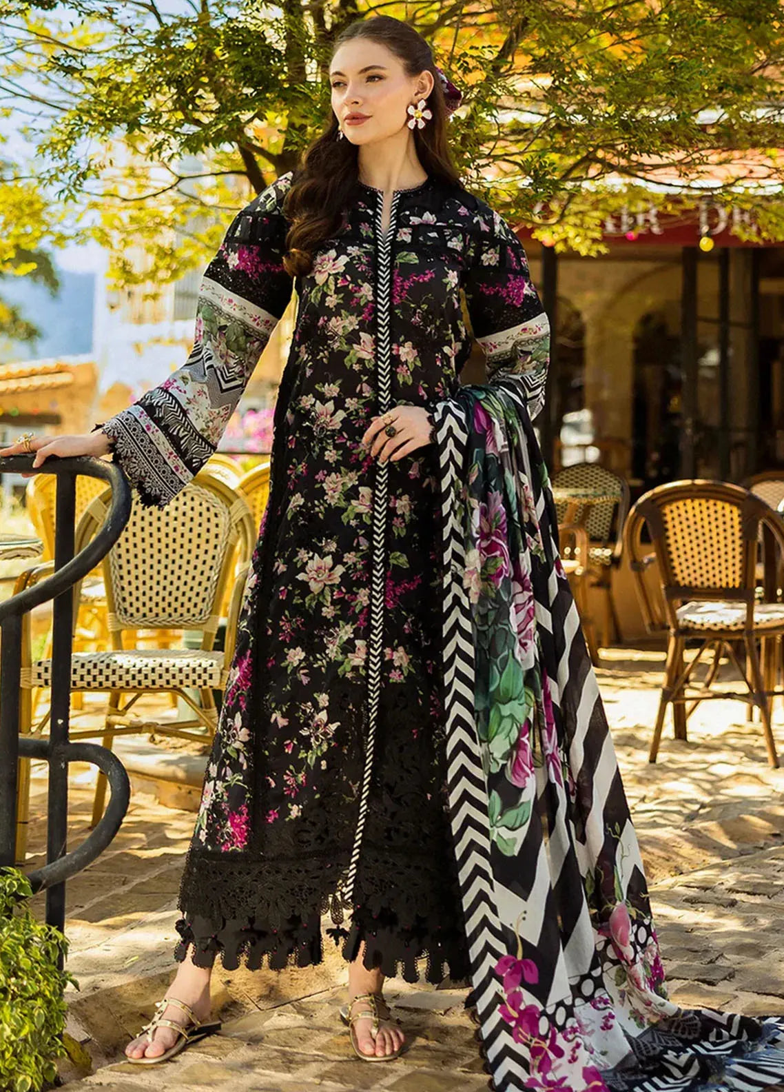 Elaf Black Digital Printed 3PC